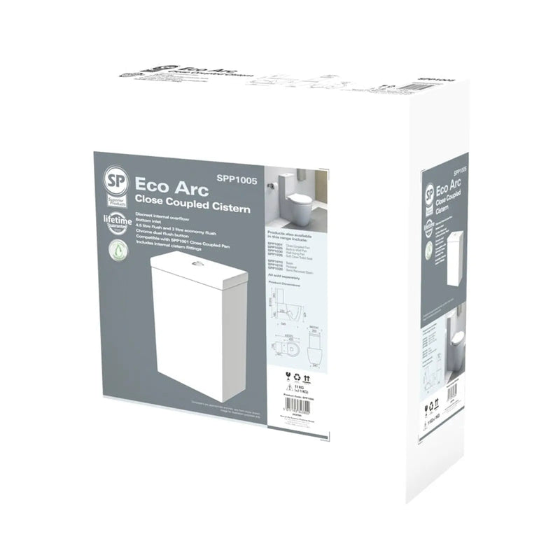 SP Eco Arc Close Coupled Cistern W: 285mm H: 390mm D: 160mm