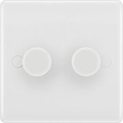 BG White Moulded Double 2 Way Dimmer Switch 200w