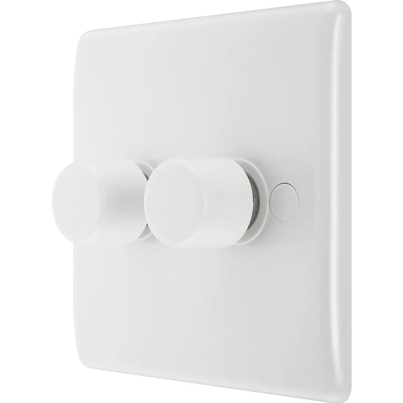 BG White Moulded Double 2 Way Dimmer Switch 200w