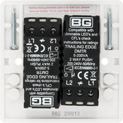 BG White Moulded Double 2 Way Dimmer Switch 200w