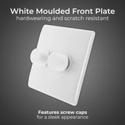 BG White Moulded Double 2 Way Dimmer Switch 200w