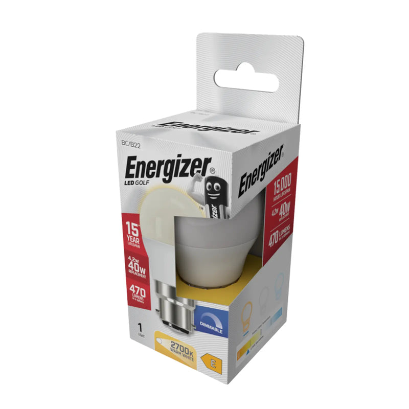 Energizer LED Golf 470lm Opal B22 Dimmable 4.2w