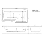 Trojan Solarna L Shape Shower Bath RH 1700 x 850 x 700mm