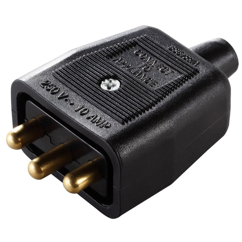 Masterplug 10 Amp 3 Pin Heavy Duty Non Reversible Connector Black