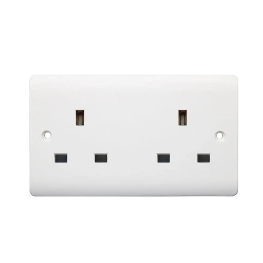 Securlec 2 Gang Unswitched Socket Round Edge