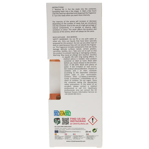 Cristalinas Pet Reed Diffuser 25ml Red Berries