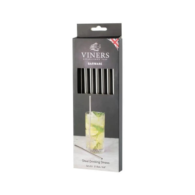 Viners Steel Drinking Straws 6 Piece