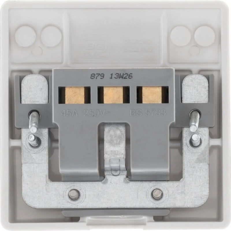 BG White Nexus Cooker Flex Outlet Plate 45amp