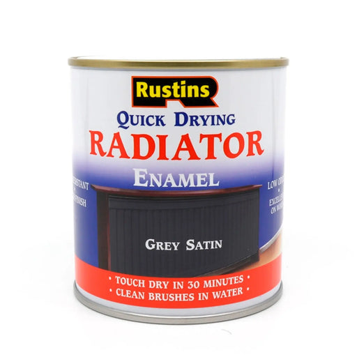 Rustins Quick Dry Radiator Paint Grey Satin 500ml