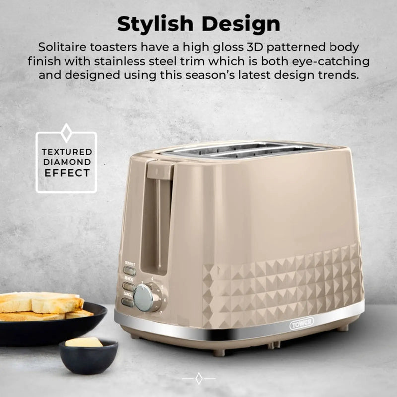 Tower Solataire 2 Slice Toaster Latte