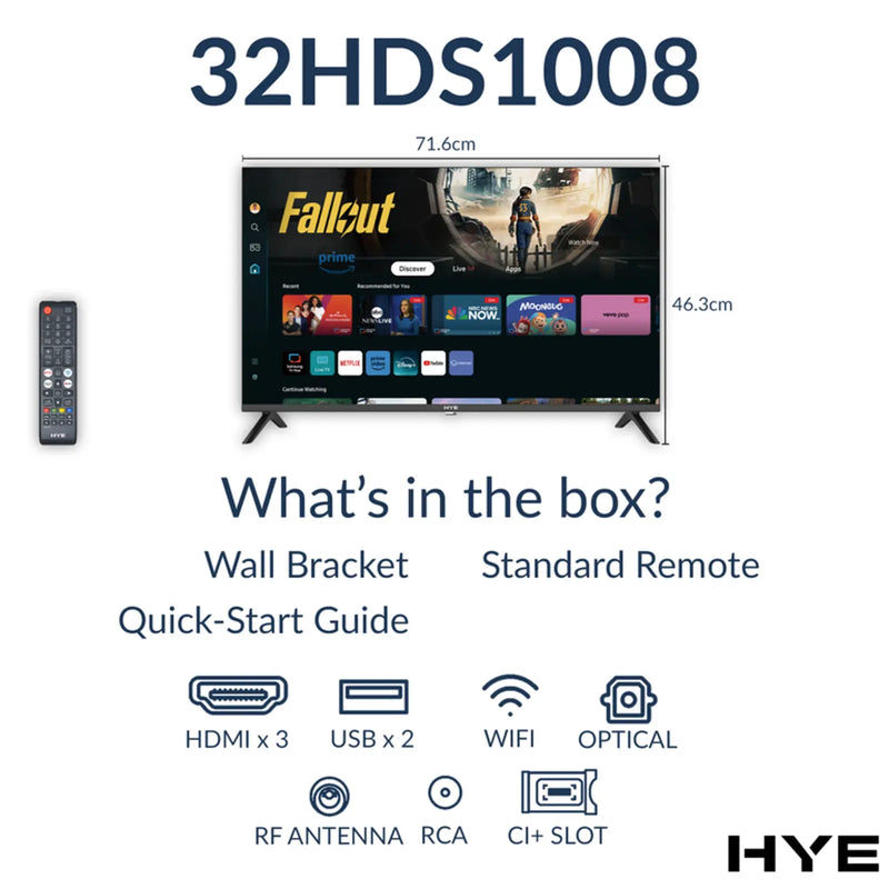 Hye HD Ready Tizen OS WiFi Frameless Smart TV 32"