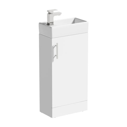 SP Rydal Floor Standing Mini Cabinet & Basin White 410mm