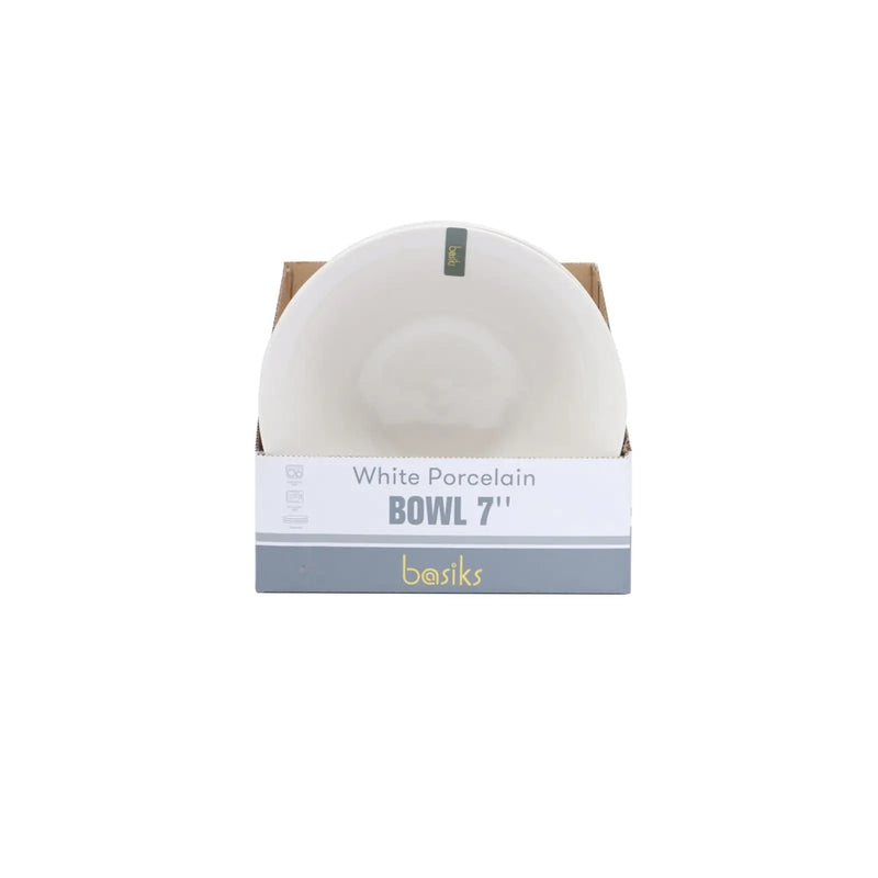 Basiks White Porcelain Bowl 7"