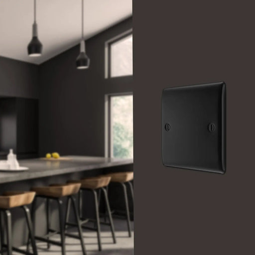 BG Single Blank Plate Matt Black