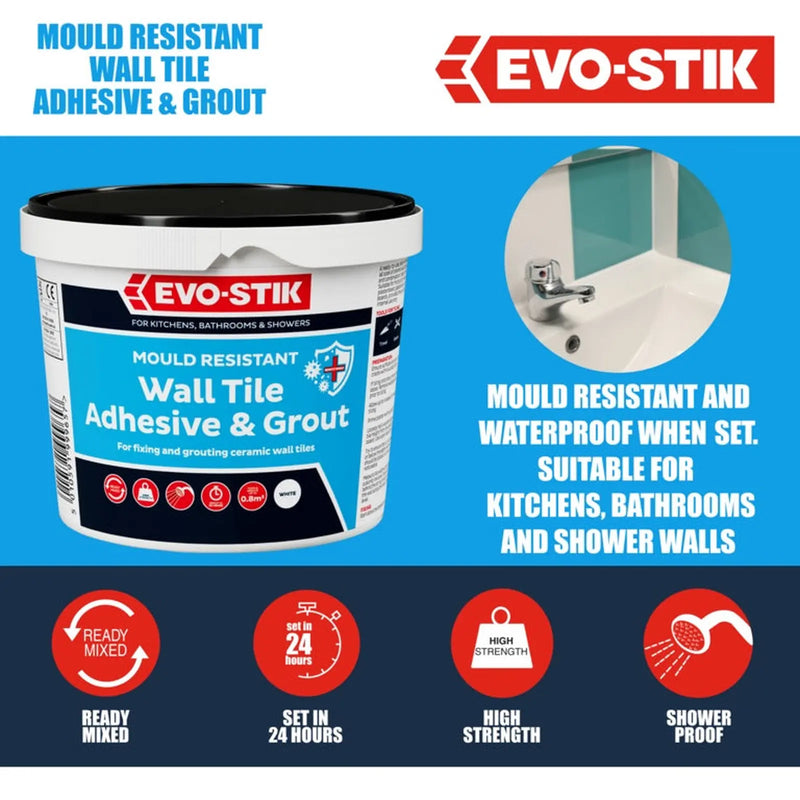Evo-Stik Wall Tile Adhesive & Grout Mould Resistant Economy 1L