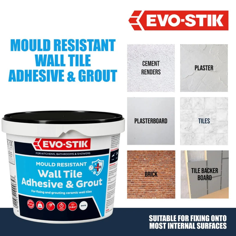 Evo-Stik Wall Tile Adhesive & Grout Mould Resistant Economy 1L