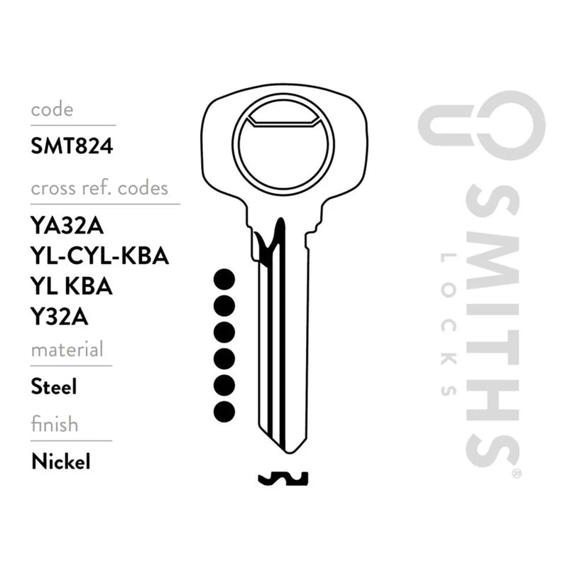 Smiths Locks Yale Patented 6 Pin Key Blank Pack 10