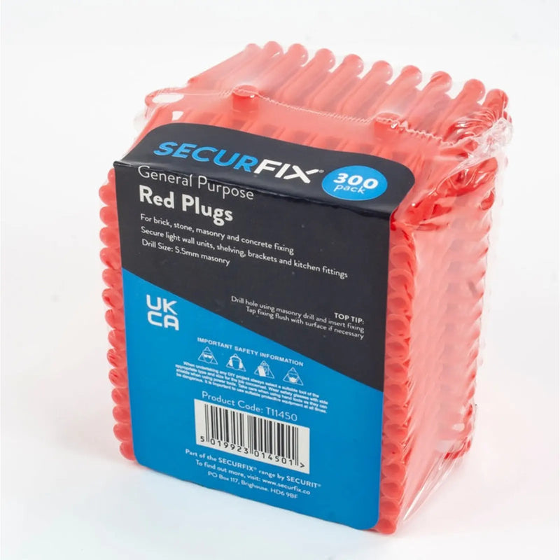 Securfix Standard Wall Plugs Red 300 Pack