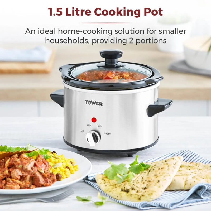 Tower Stainless Steel Slow Cooker 1.5L