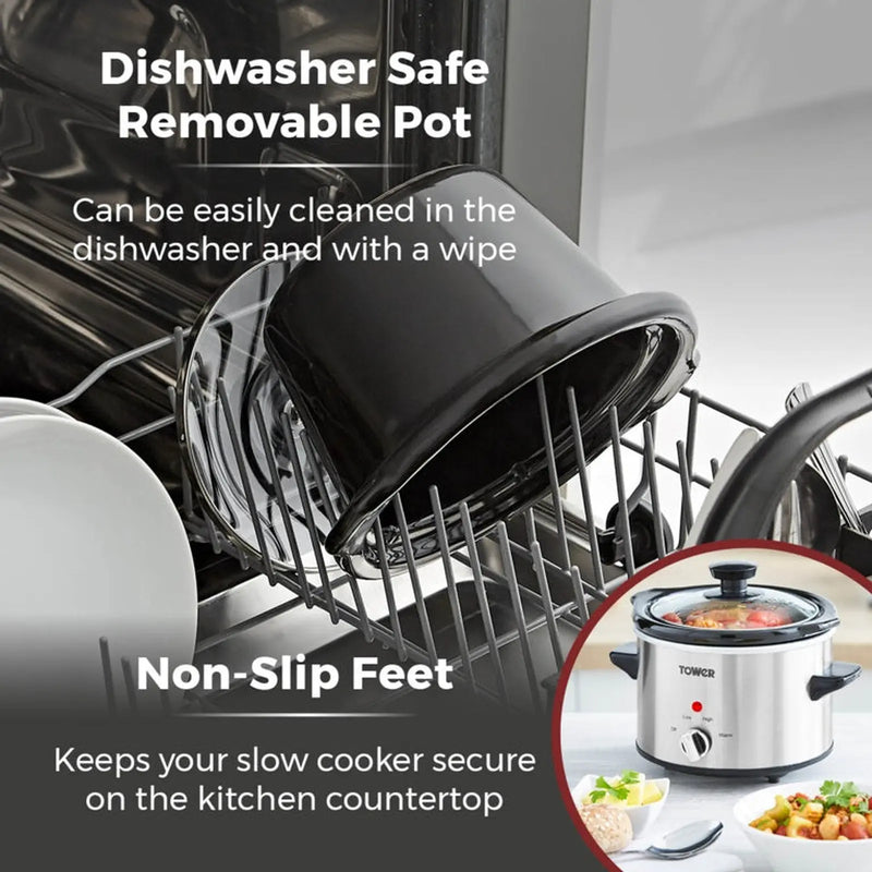 Tower Stainless Steel Slow Cooker 1.5L