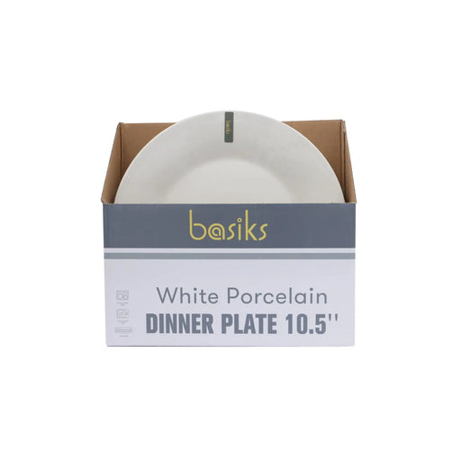 Basiks White Porcelain Dinner Plate 10.5"