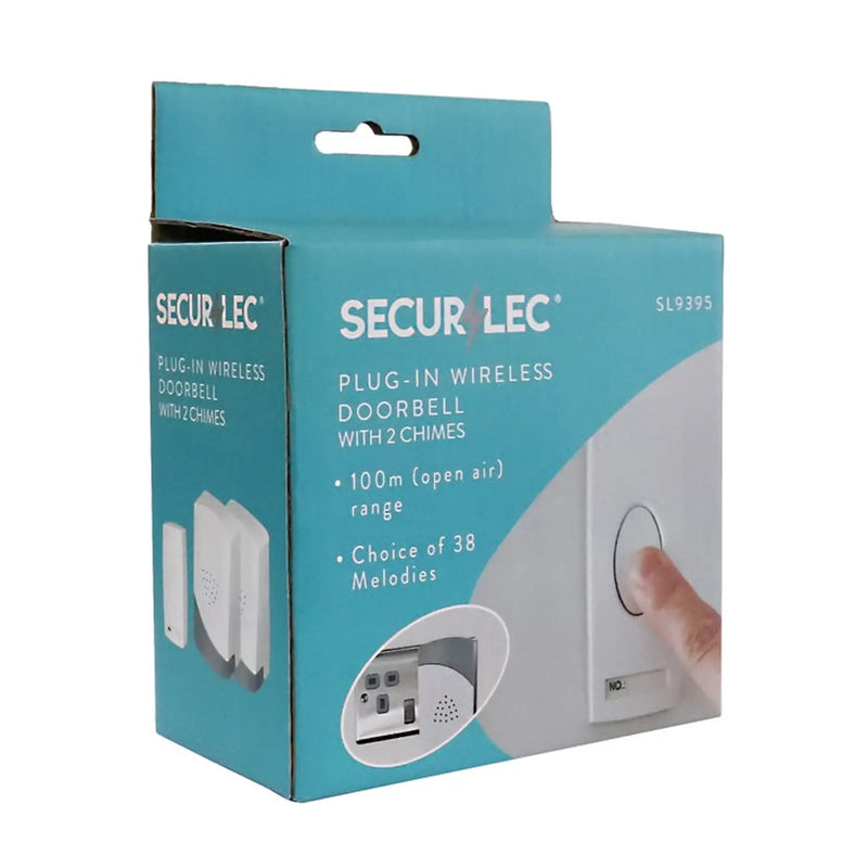 Securlec Plug-In Wireless Doorbell & 2 Chimes 100m