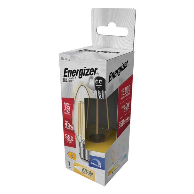Energizer Filament LED Candle B15 Dimmable 5w 550lm