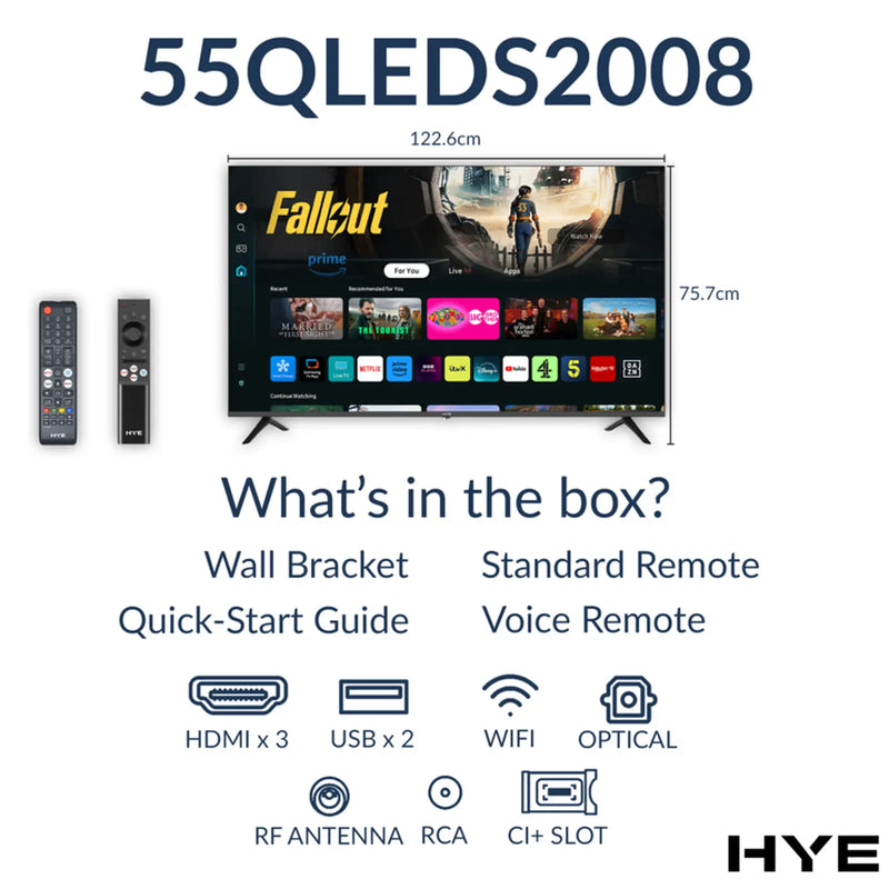 Hye 4K QLED Tizen OS WiFi Frameless Smart TV 55"