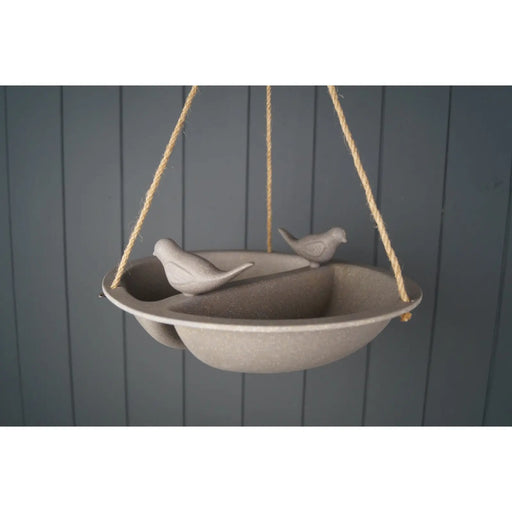 Earthy Sustainable Hanging Bird Bath & Feeder Straw