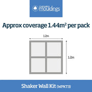 Cheshire Mouldings Wall Panel Kit 3 (MDF Shaker Wall Kit) 9 x 63mm Strips