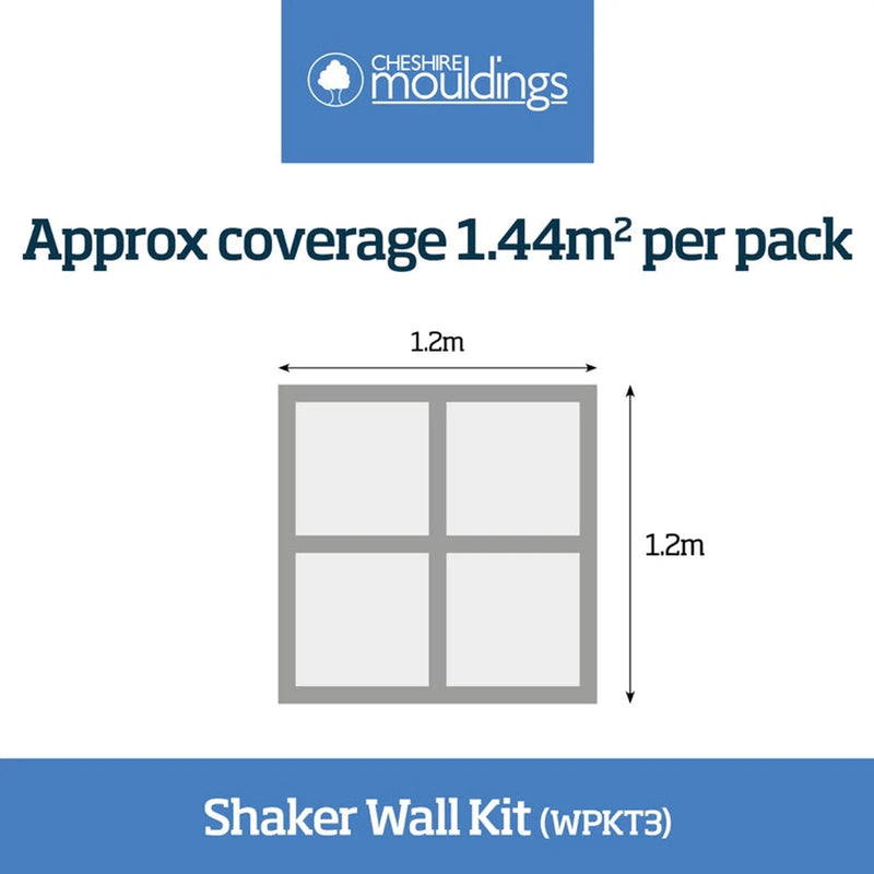 Cheshire Mouldings Wall Panel Kit 3 (MDF Shaker Wall Kit) 9 x 63mm Strips