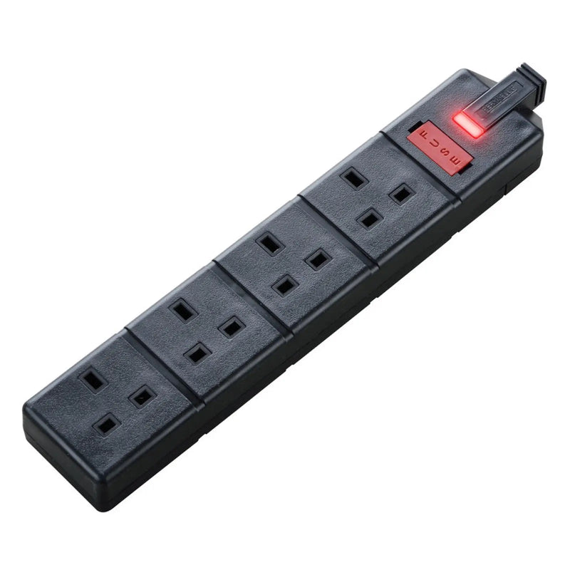 Masterplug 4 Socket 13 Amp Heavy Duty Trailing Socket Black