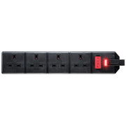 Masterplug 4 Socket 13 Amp Heavy Duty Trailing Socket Black