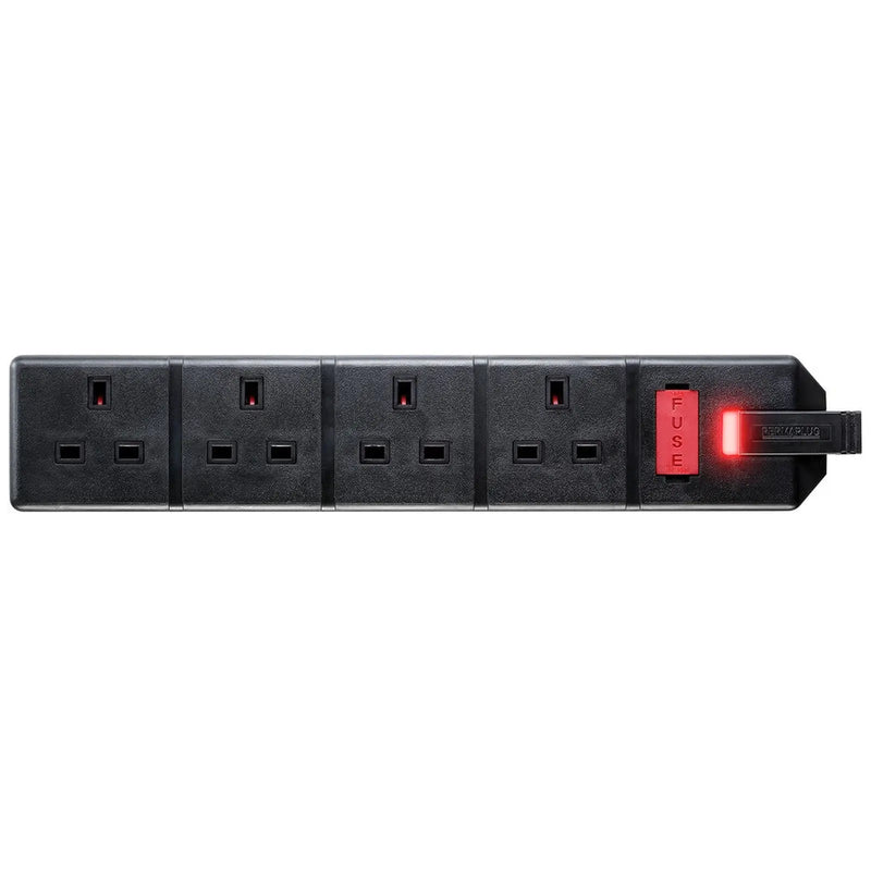 Masterplug 4 Socket 13 Amp Heavy Duty Trailing Socket Black