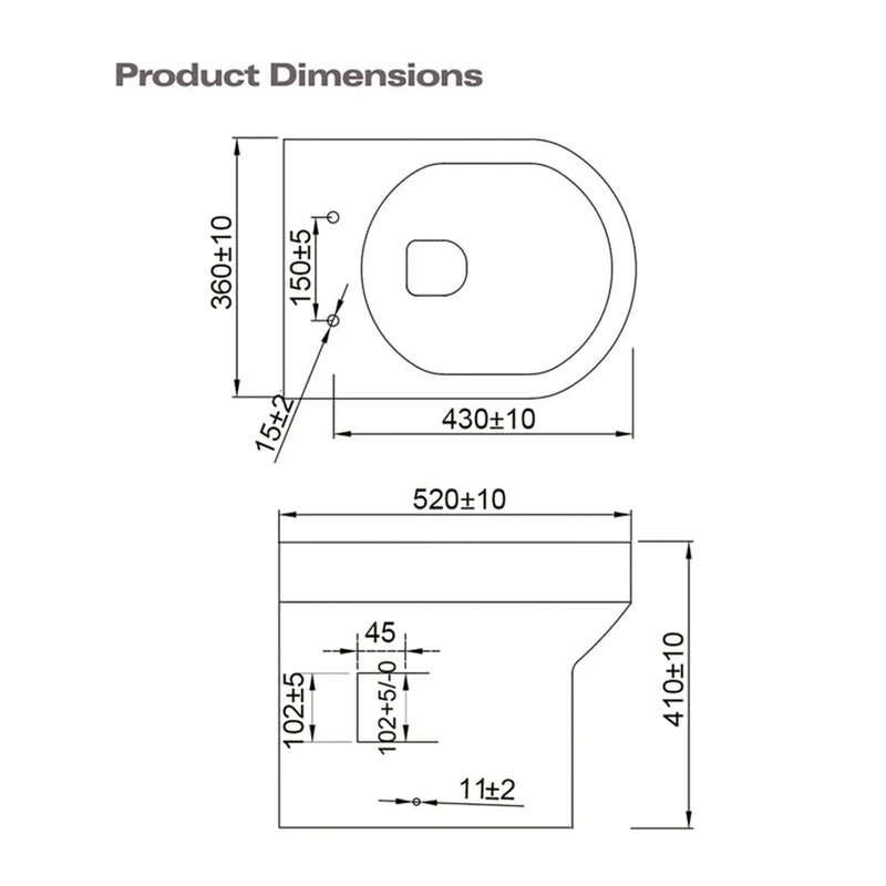 SP Pure Back to Wall Pan W: 360mm H: 400mm D: 500mm