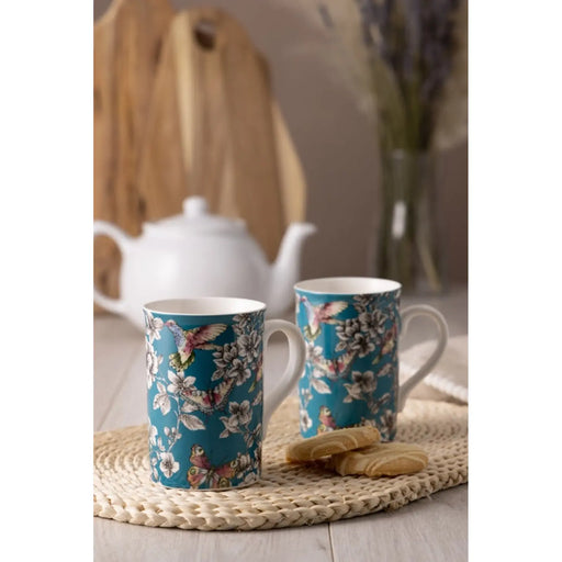 Price & Kensington Hummingbird Floral Teal Mug 300ml