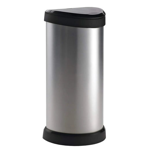 Curver Deco Black & Silver Push Bin 40L