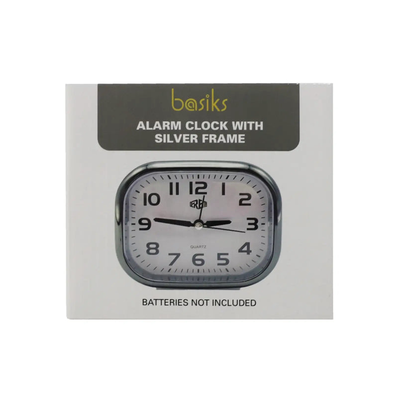 Basiks Alarm Clock White/Silver Frame