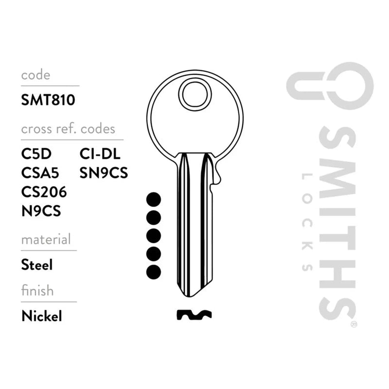Smiths Locks Cisa 5 Pin Cylinder Key Blank Pack 10