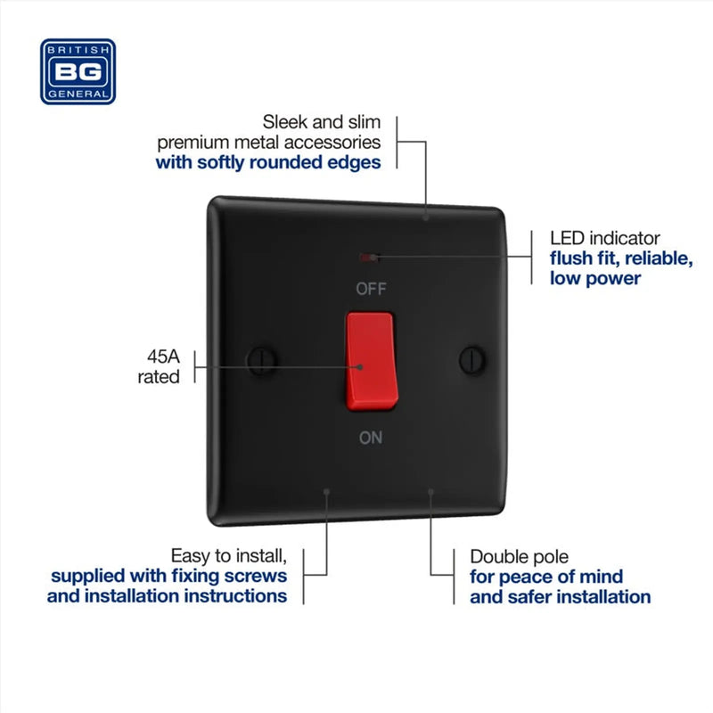 BG Square Cooker Control Unit 45a Matt Black