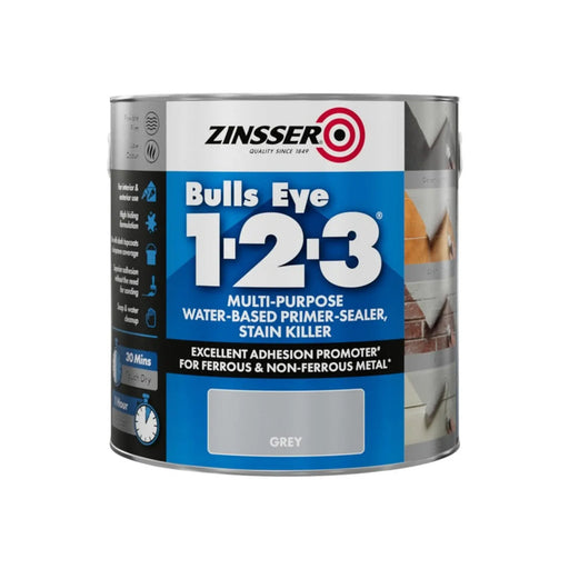 Zinsser Bullseye 1-2-3 Grey Water Based Primer 2.5L