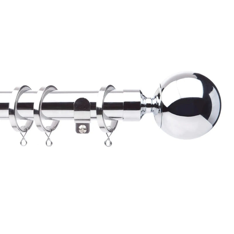 Jones Interiors Cosmos 28mm Metal Curtain Pole Kit Chrome 240cm