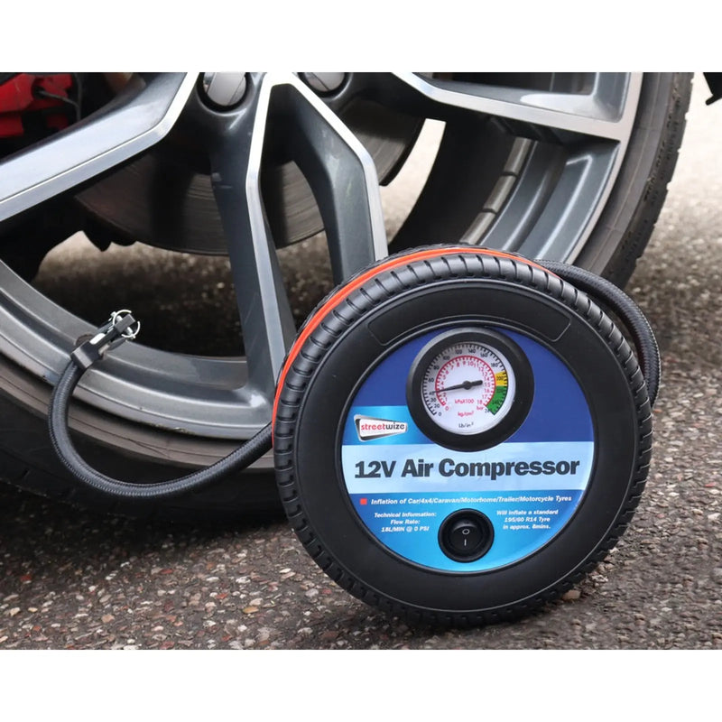Streetwize Tyre Shape Air Compressor Black