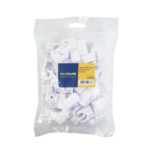 Securplumb 15mm Snap In Pipe Clips Pack 8