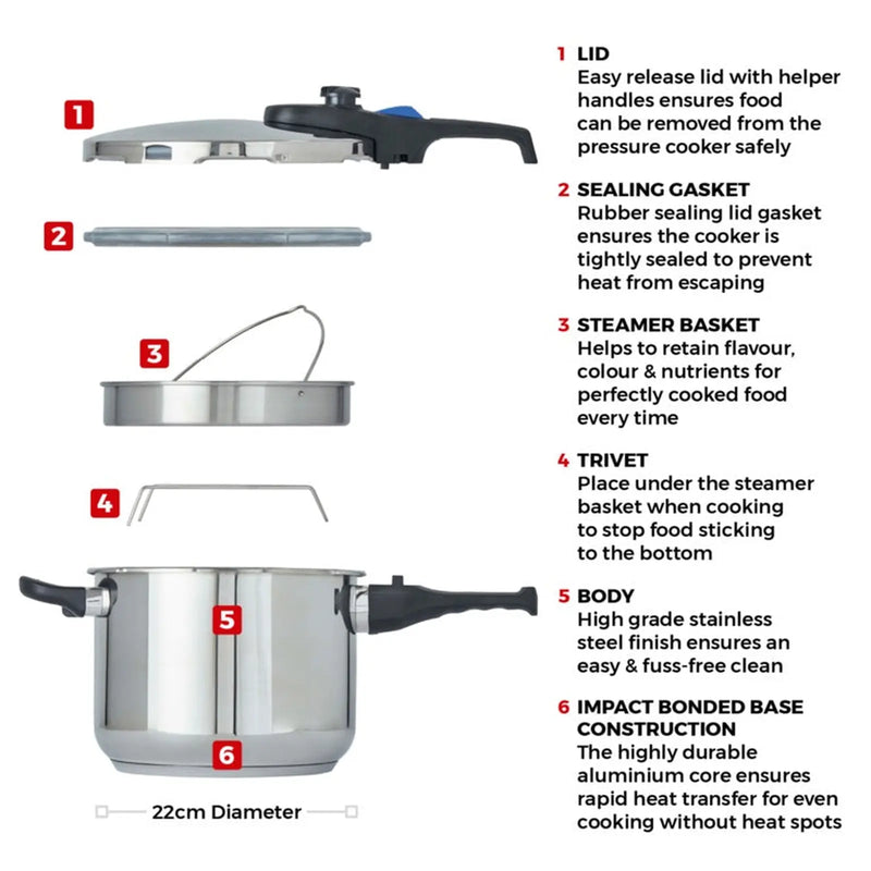 Tower Pressure Cooker 22cm 6L