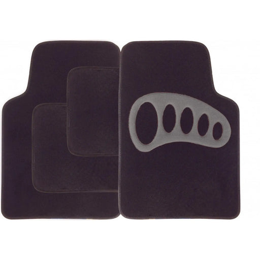 Streetwize Carpet Mat Set - 4 Piece Black with Grey Heel Pad
