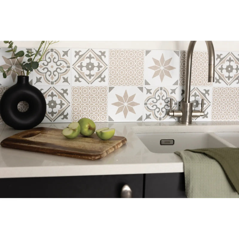 d-c-fix® Self Adhesive Wall Tile Lina Beige 15cm x 15cm / Pack Of 6