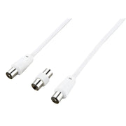 Masterplug Coaxial Cable With Femail To Female Coupler 10m White