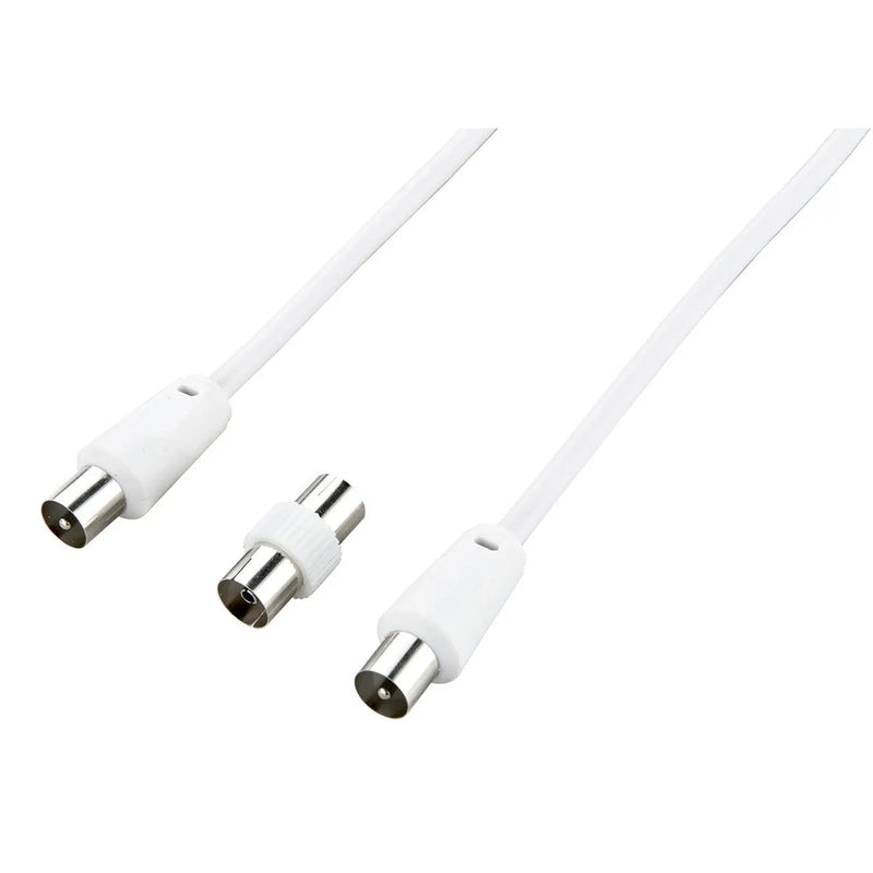 Masterplug Coaxial Cable With Femail To Female Coupler 10m White