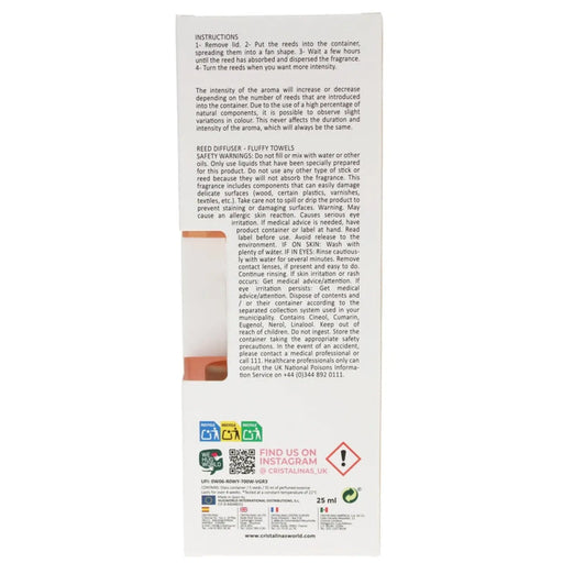 Cristalinas Pet Reed Diffuser 25ml Fluffy Towel
